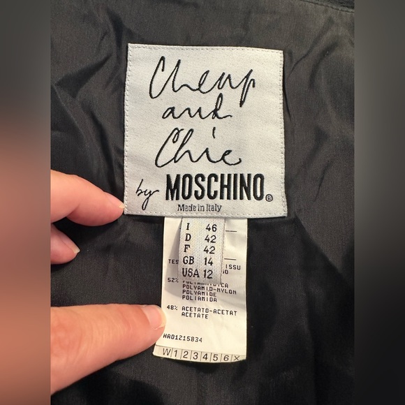 MOSCHINO Cheap And Chic Skirt Blue Black Patchwork Appliqué Velvet Pocket Moon - Picture 13 of 14